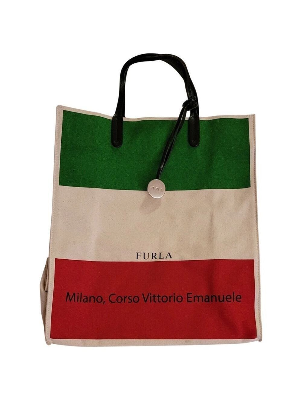 Furla Flagship Collection Milan Italy Flag Canvas Shopping Bag Tote Rare